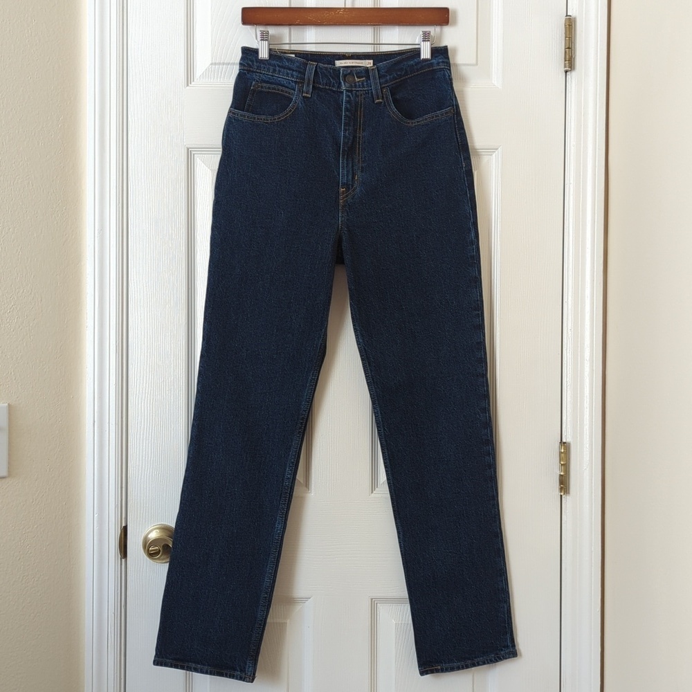 Levi's Premium 70s High Rise Slim Fit Straight Leg Jeans Retro Dark Wash 28